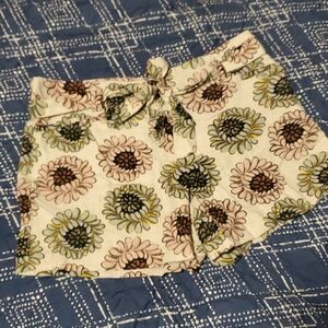 Chrysanthemum Print Paperbag Shorts